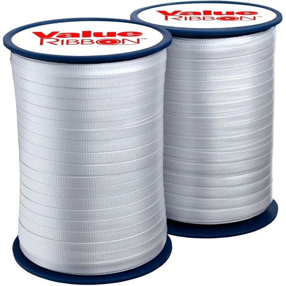 Value Ribbon Crimped Curling Ribbon, 3/16" x 500 Yards Balloon String, Silver, 2 Pack