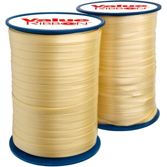 Value Ribbon Crimped Curling Ribbon, 3/16" x 500 Yards Balloon String, Soft Gold, 2 Pack