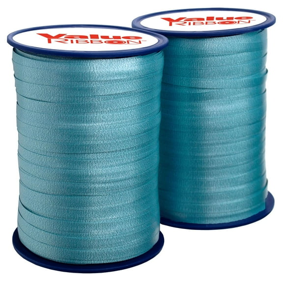Value Ribbon Crimped Curling Ribbon, 3/16" x 500 Yards Balloon String, Teal, 2 Pack