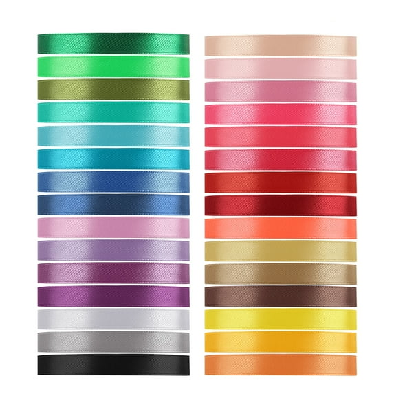 Value Satin Ribbon Pack 30 Color 750 Yard Total, Tomorotec 3/8 inch 25 Yard Each Silk Satin Rolls for Gift Package Wrapping Bows Crafts Gifts Party Wedding