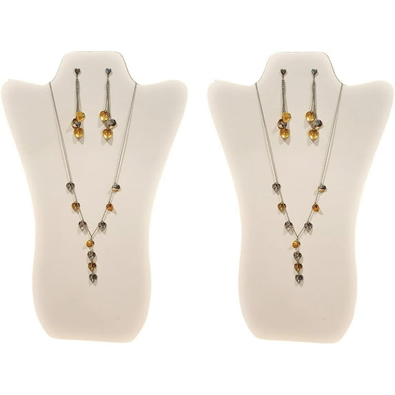 Value Series Necklace Display Stand with Easel 2, White Leatherette Curved