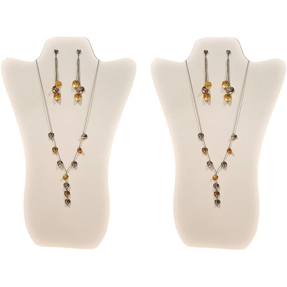 Value Series Necklace Display Stand with Easel 2, White Leatherette Curved