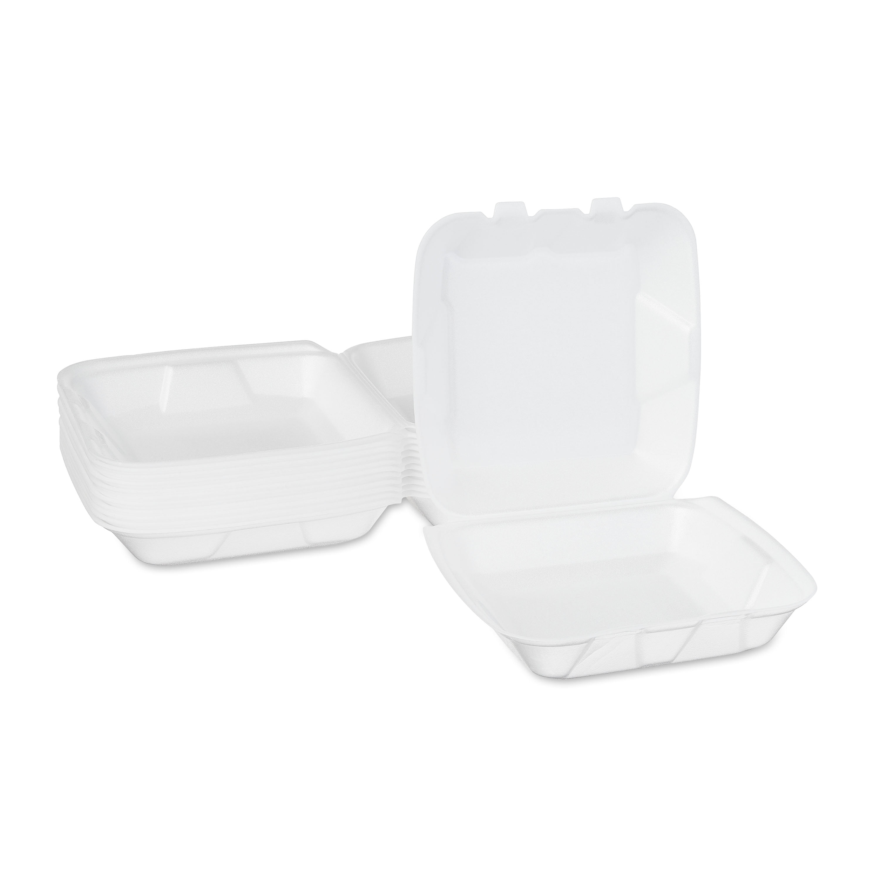 Value Star Foam 8.5 Inch Foam 1 Compartment Hinged Lid Trays, 12ct