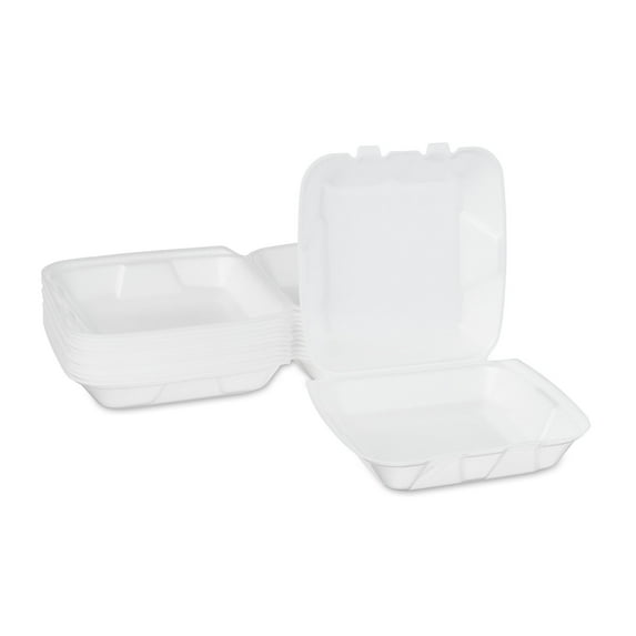 Value Star Foam Disposable 8.5 inch Foam 1 compartment Hinged Lid Trays 12ct