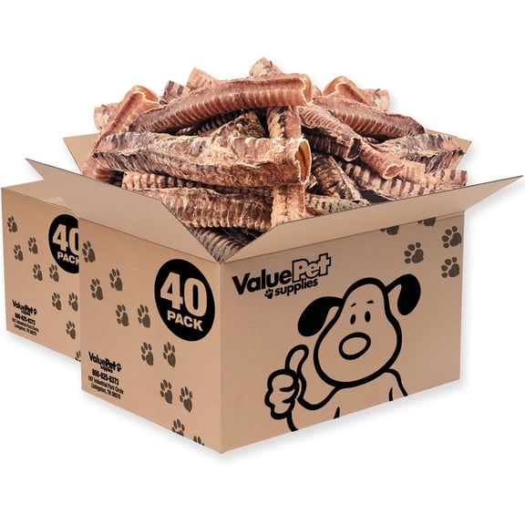 ValueBull Beef Trachea Tubes, Premium 10-12 Inch, 80 Count Bulk Pack