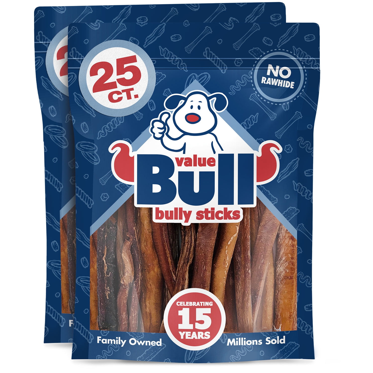 ValueBull Bully Sticks for Dogs, Medium 46", Varied Shapes, 50 ct