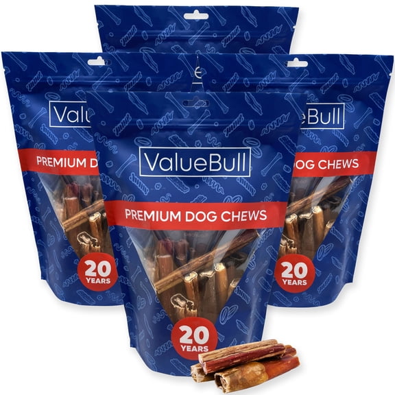 ValueBull Bully Sticks for Large Dogs, Thick 4-6 Inch, Varied Shapes, 100 Count