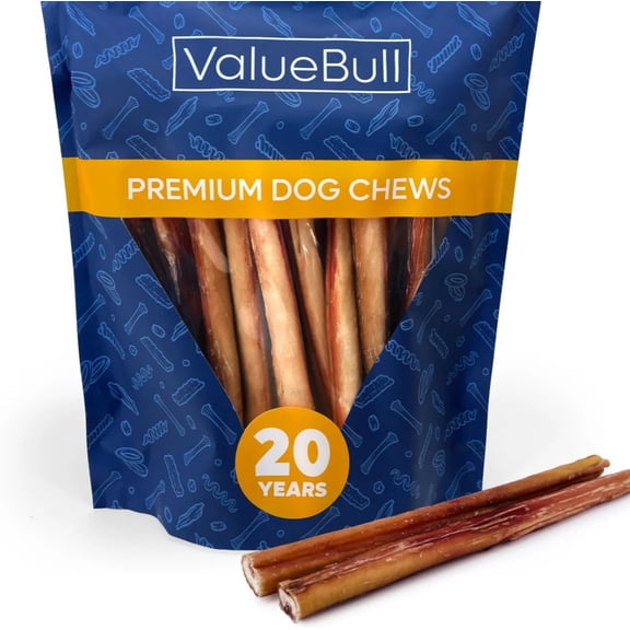 ValueBull Bully Sticks for Large Dogs, Jumbo 12 Inch, 25 Count