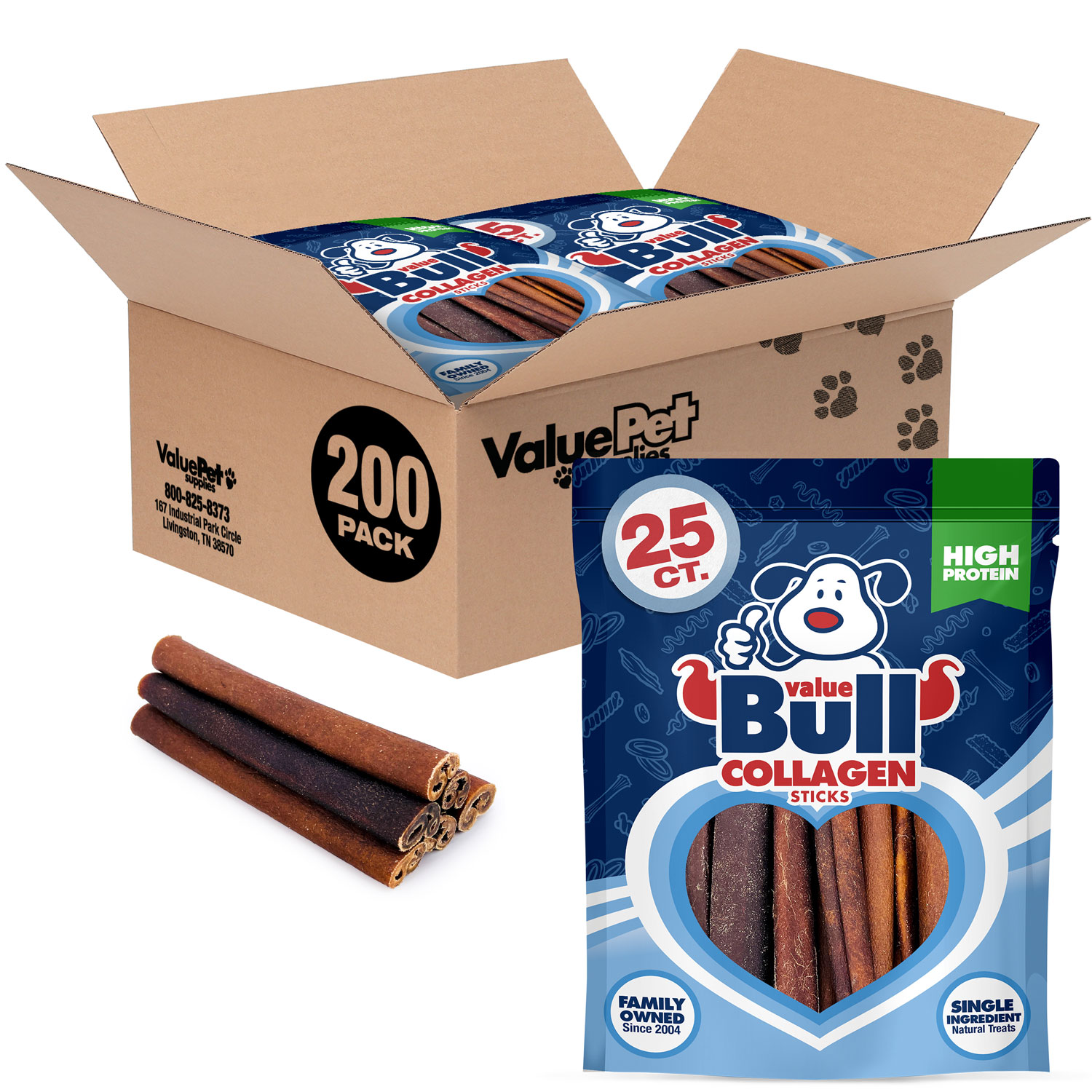 ValueBull Collagen Sticks, Long Lasting Beef Dog Chews, Healthy & Safe