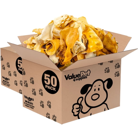 ValueBull Cow Ears, Varied Shapes, Small, 100 Count Bulk Pack