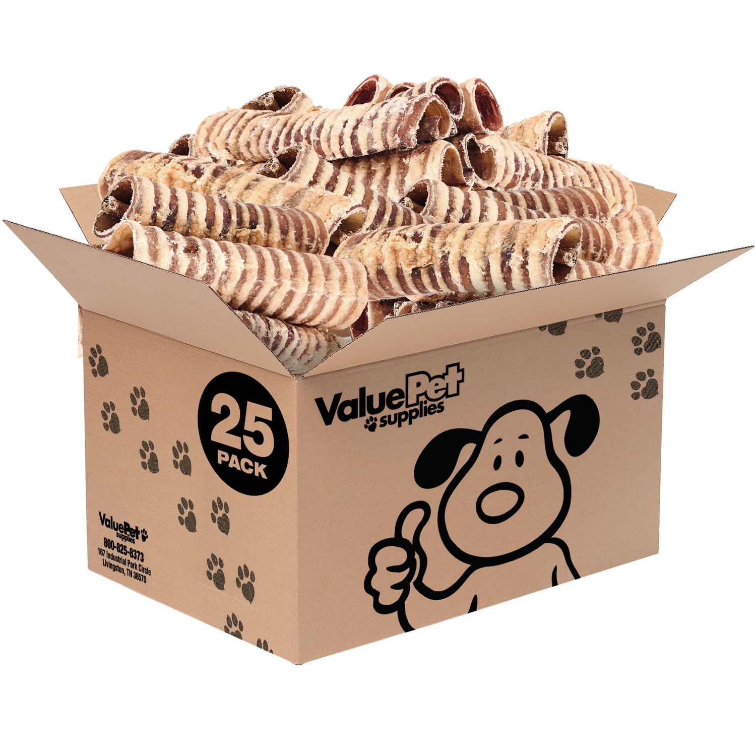 ValueBull USA Beef Trachea Dog Treats, 56 Inch, 25 Count BULK PACK