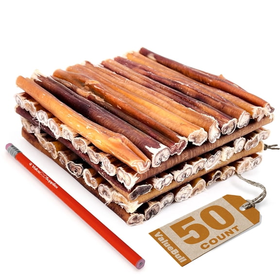 ValueBull USA Bully Sticks for Dogs, Medium 6 Inch, 50 Count