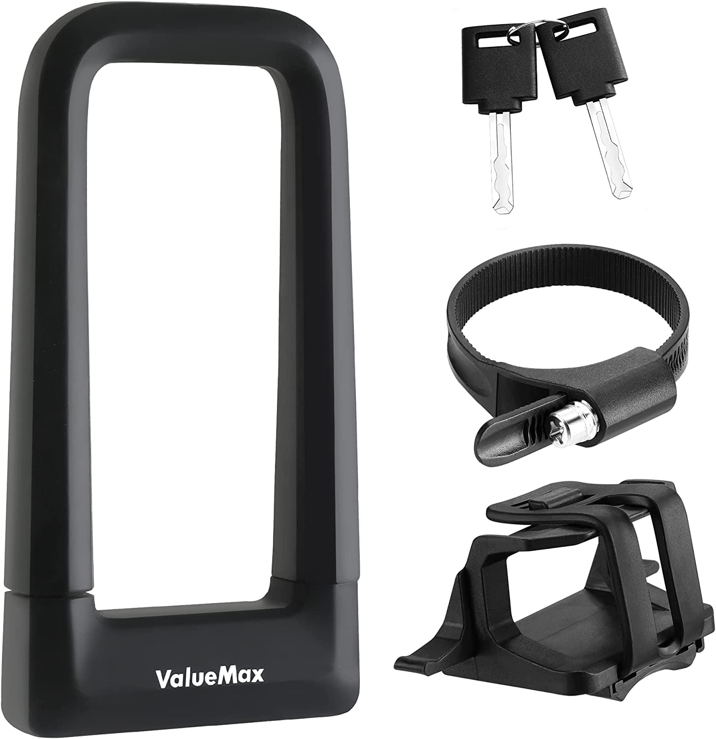 ValueMax 17mm Heavy Duty Bike U-Lock with Sturdy Mounting Bracket and Keys, Anti Theft U-Lock for Bicycles/Motorcycles/Scooters/Collapsible Doors, Black Color