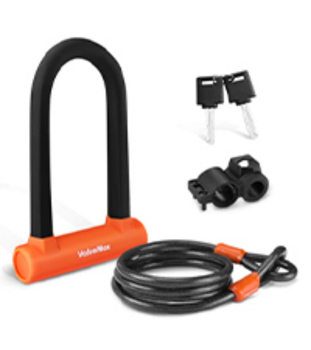ValueMax Bike U-Lock Combination, Heavy Duty Bicycle U-Lock, 16mm Shackle and 6FT Security Cable with Sturdy Mounting Bracket and Keys for Bicycle, Scooter, Electric Bike