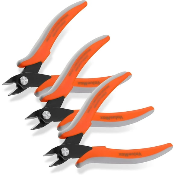 ValueMax Flush Wire Cutters, 3 Pack 5 Inch Precision Micro Cutter Anti-Slip Flush Cut Pliers, Diagonal Side Cutters for Electronics, Aluminum, Jewelry, 3D Printing, and Soft Copper Wire