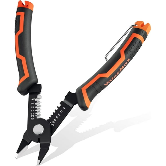 ValueMax Wire Stripper and Cutters, 10-22 AWG Wire Stripper Tool, 6-inch Flush Cutters with Safety Lock and Curved Bevel Design, Diagonal Side Cutters for Electronics, Jewelry, and Crafts