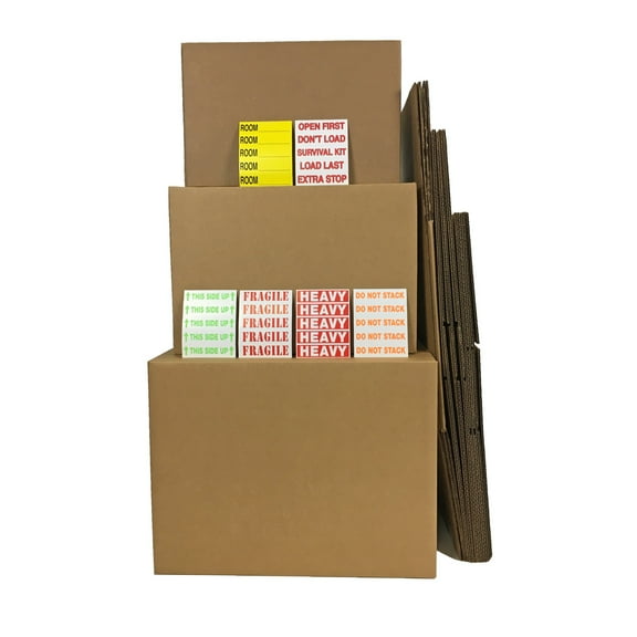 ValueSupplies By uBoxes Moving Kit #1 10 Small/Medium/Large Combo Boxes with Room Labels