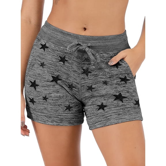 ValueVibe Athletic Shorts for Women with Pockets Drawstring Elastic Yoga Shorts Star Print Workout Casual Shorts, Dark Gray XL