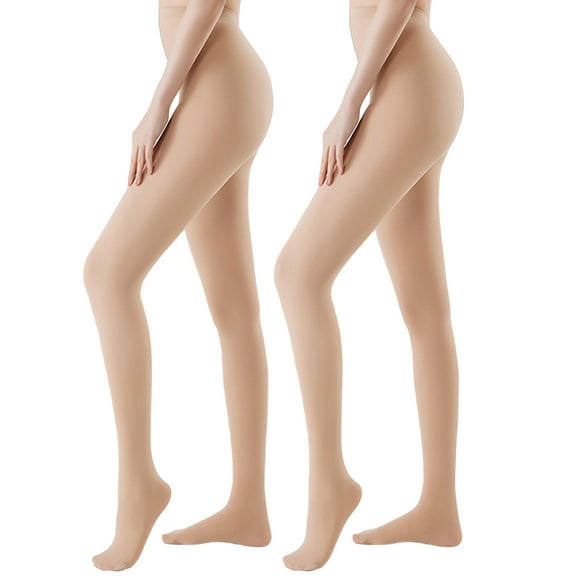 ValueVibe Tights for Women Control Top Opaque Pantyhose 70D High Stretch Thermal Stockings Winter Nylon Leggings 2 Pack, Nude