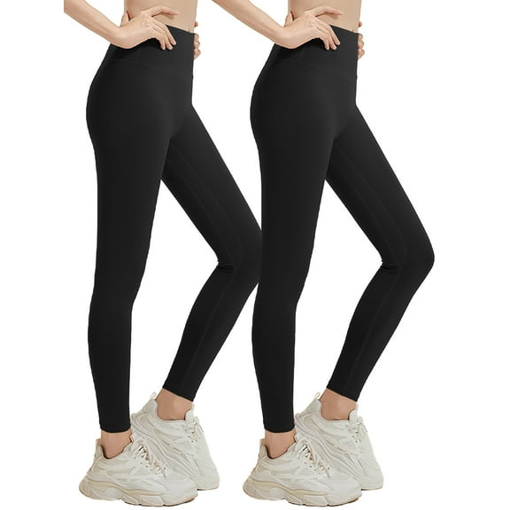 ValueVibe Leggings for Women High Waisted Yoga Leggings Stretch Tummy Control Workout Ankle Pants, 2-pack Black 2XL