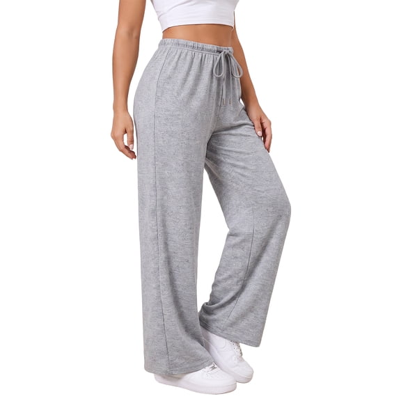 ValueVibe Women's Lightweight Wide Leg Sweatpants Mid Rise Drawstring Loose Casual Lounge Pants, Light Gray S-2XL