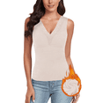 thumbnail image 1 of ValueVibe Thermal Tank Top for Women V Neck Lace Camisole with Built in Bra Vest Sleeveless Underwear, Apricot XL, 1 of 9