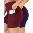 thumbnail image 1 of ValueVibe Women Yoga Shorts with Pockets High Waist Spandex Workout Shorts Tummy Control Biker Shorts, Burgundy+Navy XL, 1 of 8