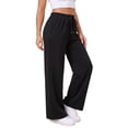 thumbnail image 1 of ValueVibe Women's Lightweight Wide Leg Sweatpants Mid Rise Drawstring Loose Casual Lounge Pants, Black S-2XL, 1 of 7