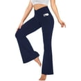 thumbnail image 1 of ValueVibe Womens Flare Yoga Pants with Pockets V Crossover Workout Pants Bootcut Tummy Control Leggings, Navy 2XL, 1 of 7