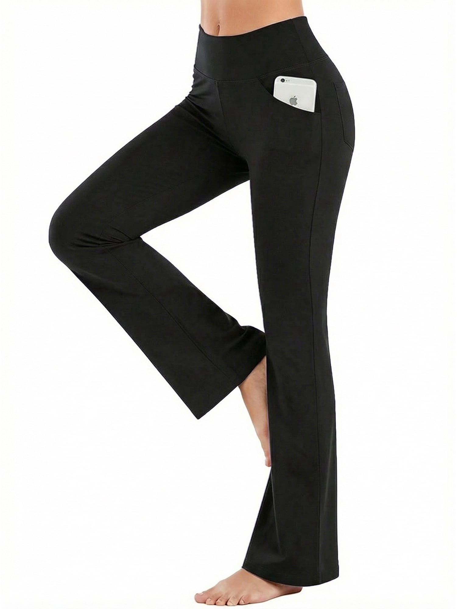 ValueVibe Womens Flare Yoga Pants, High Waist Tummy Control L, Pockets ...