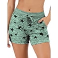 thumbnail image 1 of ValueVibe Yoga Shorts for Women with Pockets Drawstring Elastic Athletic Shorts Star Print Casual Gym Shorts, Green L, 1 of 8