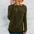 thumbnail image 1 of Valueadd Clothing Women's Long Sleeve Pullovers Lace Patchwork Knit Sweater Crewneck Solid Color Casual Knit Pullover Sweater Tops Green XL, 1 of 6