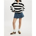 thumbnail image 1 of Valueadd Clothing Women's Sweatshirt Long Sleeve Rugby Collared Pullover Oversized Striped Tops Loose Fit Shirt Black S, 1 of 5