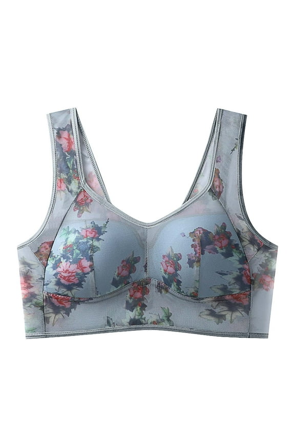 Clothing High Support Bras For Women Adjustable Strap Full Coverage Up Bras Comfortable No Underwire Wireless Bras Blue