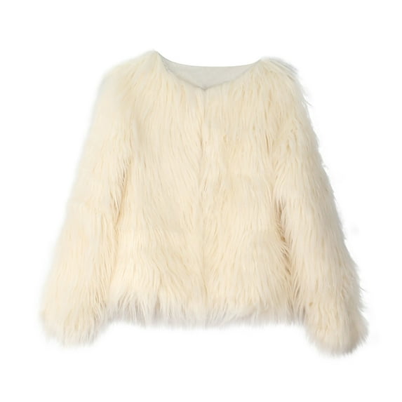 Valueadd Clothing Women's Faux Coat Jacket Autumn And Winter White