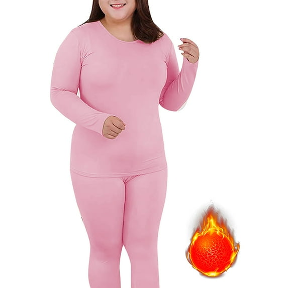 Valueadd Clothing Women's Thermal Underwear Set Long Top & Bottom Set Solid Color Plus Size Long Underwear Wool Plus Light Velvet