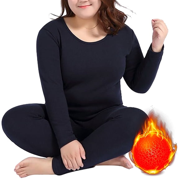 Valueadd Clothing Women's Thermal Underwear Set Long Top & Bottom Set Solid Color Plus Size Long Underwear Wool Plus Light Velvet