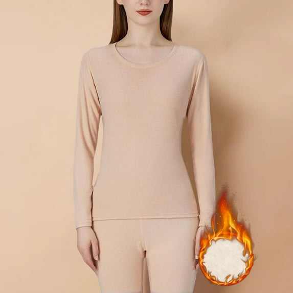 Valueadd Clothing Women's Thermal Underwear Set Wool And Silk Warm Top And Pants With Thick Velvet