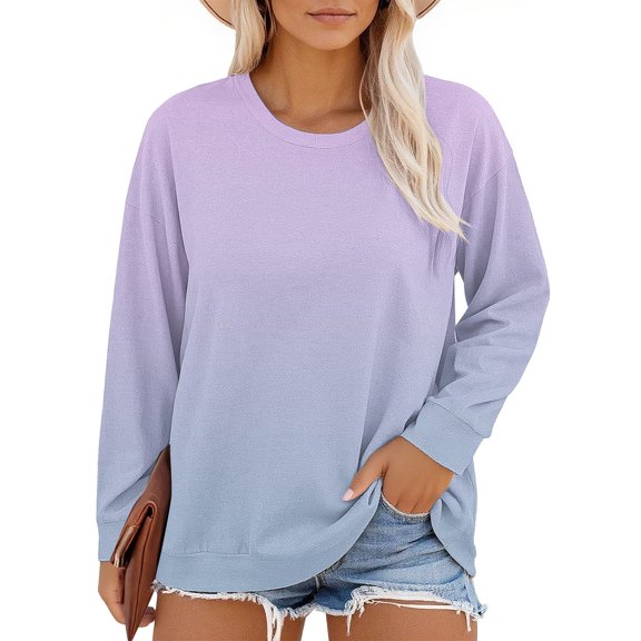 Valueadd Plus Size Women's Long Sleeve T-shirt Neck T Shirts Womens Tops Casual Summer Tshirts Loose Fit Tee