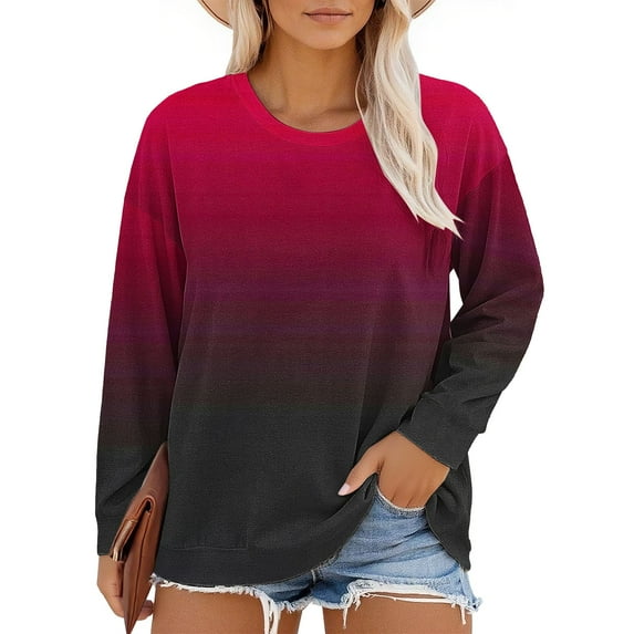 Valueadd Plus Size Women's Long Sleeve T-shirt Neck T Shirts Womens Tops Casual Summer Tshirts Loose Fit Tee