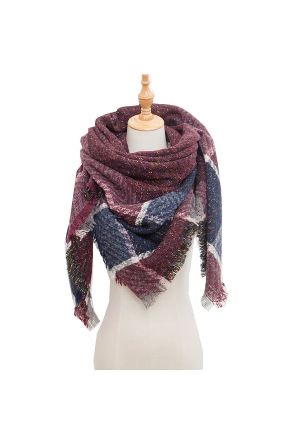 Women Fall Winter Scarf Classic Tassel Plaid Scarf Warm Soft Chunky Large Blanket Wrap Shawl Scarves