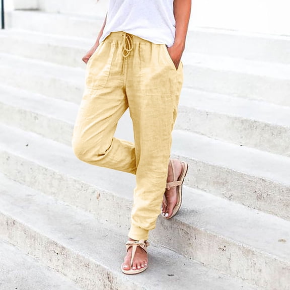 Valueadd Women's Casual Pants Elastic Waist Pants Trousers With Pockets
