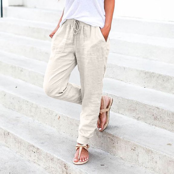 Valueadd Women's Casual Pants Elastic Waist Pants Trousers With Pockets