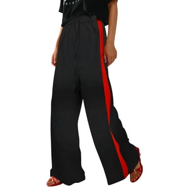 Valueadd Women's Color Block Pants Striped Pants Tied Wide Leg Pants Summer Casual Pants Pants for Women