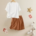 thumbnail image 1 of Valueadd Women's Cotton Linen T Shirt Elastic Waist Shorts Set Summer Short Sleeve T-shirt Shorts Set Two Piece Outfit, 1 of 8
