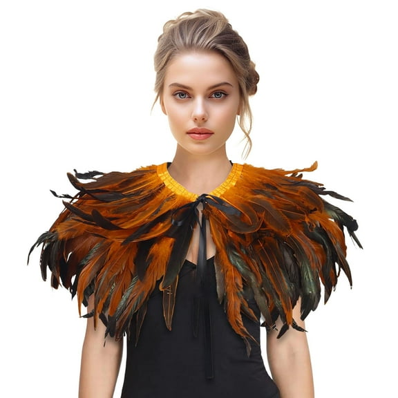Valueadd Women's Hooded Thermal Cloak with Fringe Sleeveless Feather Shawl Crow Carnival Shawl