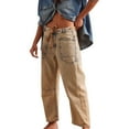 thumbnail image 1 of Valueadd Women's Jeans Mid Barrel Jeans Wide Leg Mid Waist Cropped Denim Pants Y2k Baggy Jeans With Pockets, 1 of 8
