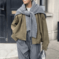 thumbnail image 1 of Valueadd Women's Long Sleeve Faux Suede Jacket Lapel Pilot Coat Casual Oversized Trendy Streetwear Outerwear, 1 of 7