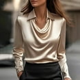thumbnail image 1 of Endives Women's Long Sleeve Shirts Elegant Cowl Neck Satin Blouse Work Shirt Womens Top, 1 of 5