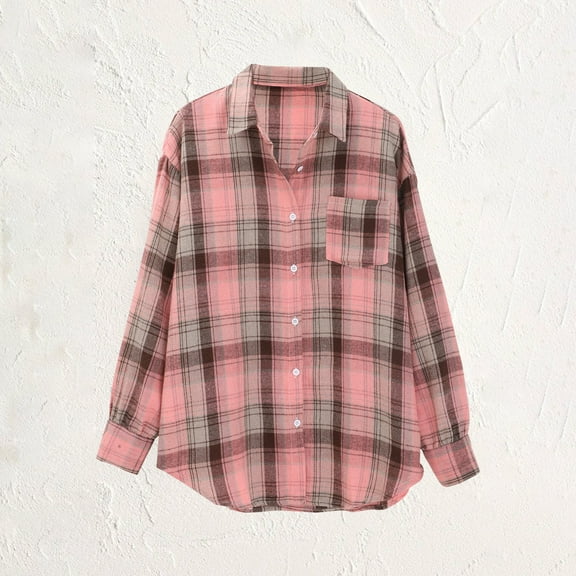 Valueadd Women's Long Sleeve Shirts Spring Autumn Checkered Shirt New Retro Style Loose Shirt Coat